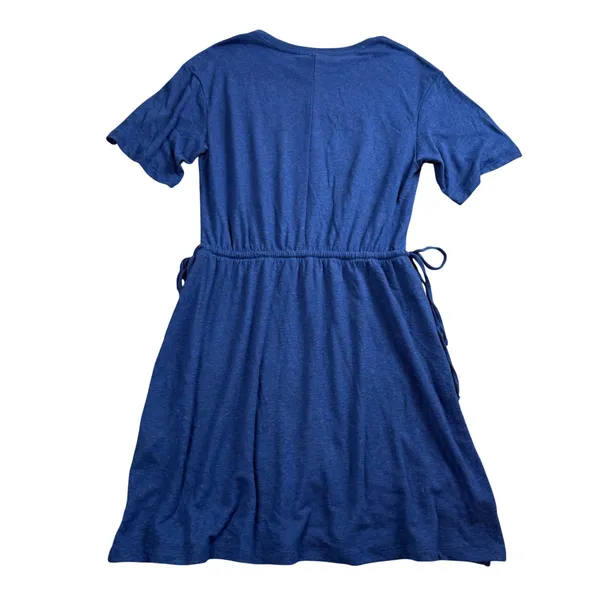 Old Navy Linen Blend T-Shirt Dress Womens Medium Blue Elastic Tie Waist Mini‎ - Image 7