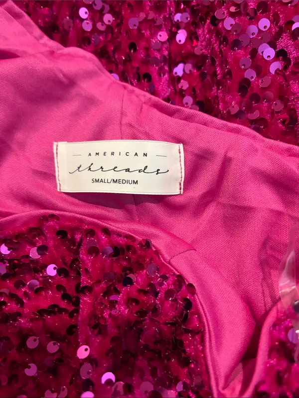 AMERICAN THREADS pink sequin one shoulder dress nwt - Image 5