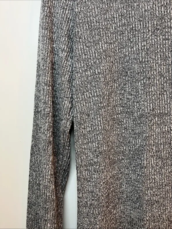 Lou & Gray Heathered Gray Ribbed Turtle Neck Long Sleeve Dress - Size Medium - Image 10