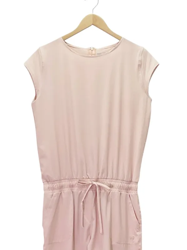 Albion Fit Jetsetter Jumpsuit Sz Medium Blush Pink Cap Sleeve Tapered Athleisure - Image 4