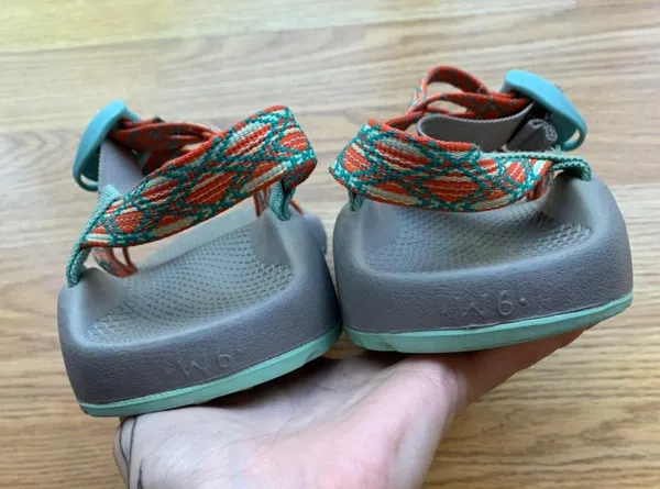 Chacos Double Strap Sandals Gray Blue Orange - Image 5