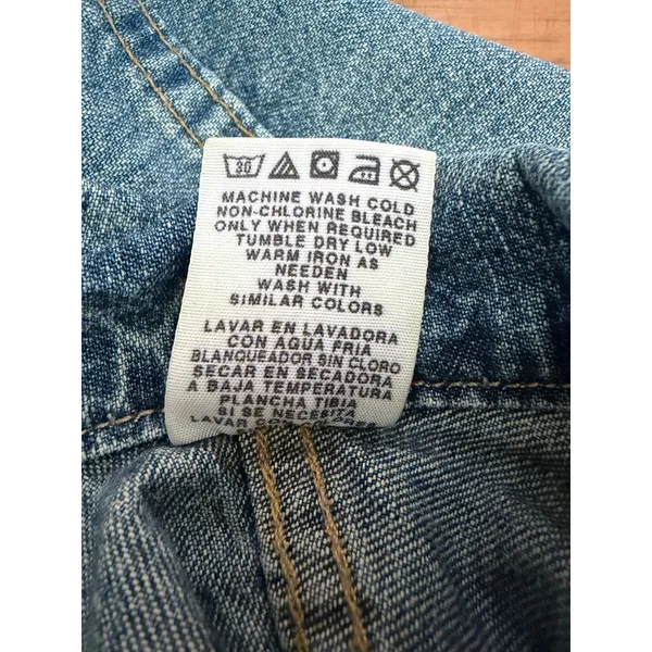 Polo Jeans Co Ralph Lauren Denim Jacket Womens L Blue Vintage y2k Trucker Flap - Image 4