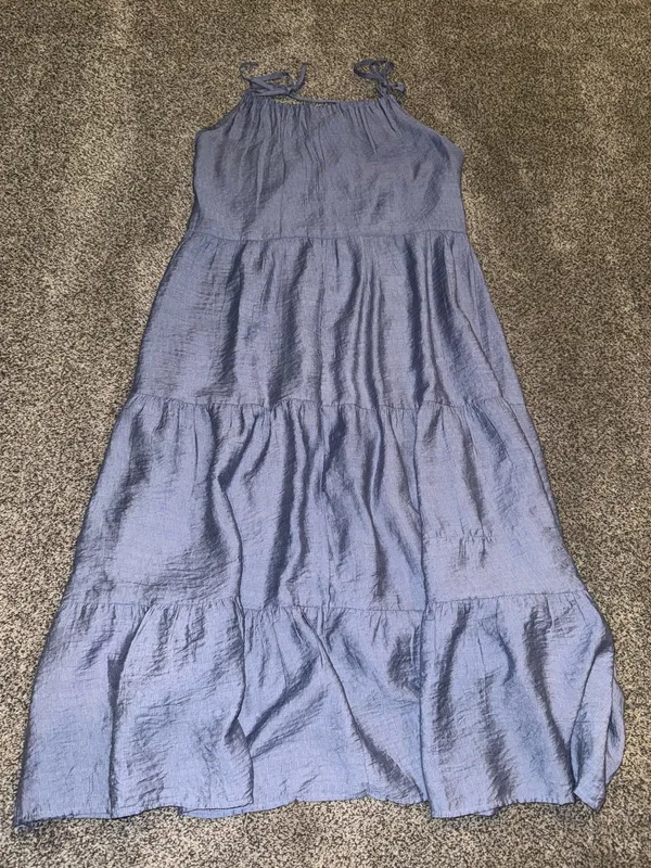 Blue Lace Tiered Maxi Dress - Image 5