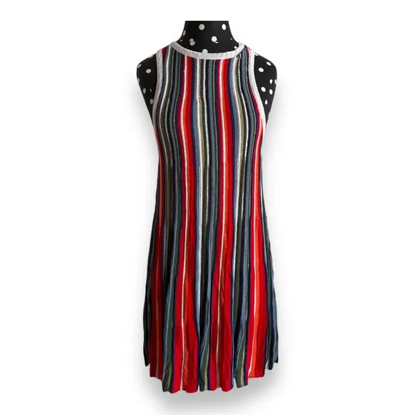 Free People Womens Dress Sz S Rainbow Dragon Metallic Striped Mini Sweater‎ - Image 6