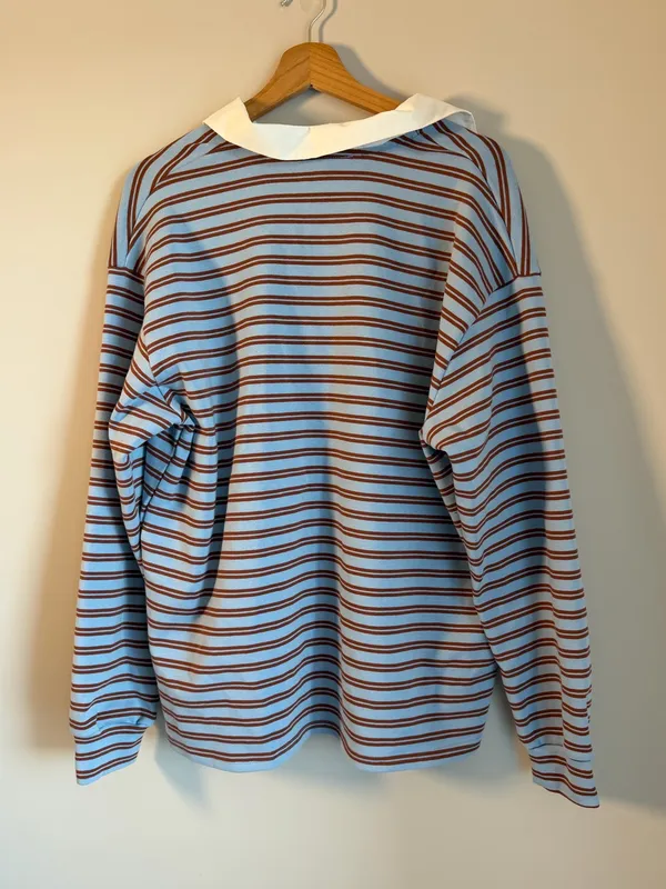 Edikted Stripe Long Sleeve Oversize Polo Fall Oversized Small - Image 5