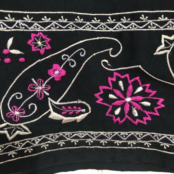 Vintage 90s y2k Amanda smith floral‎ embroidered black pink skirt waist 38” - Image 4