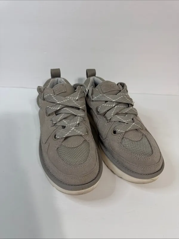 UGG Women's Gray and Cream Platform Lace-Up Sneakers - Image 2