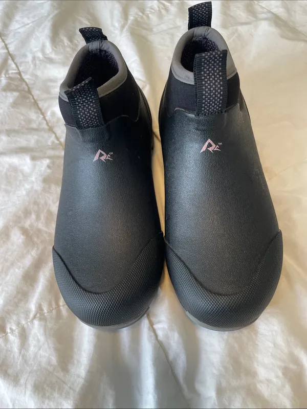 Women’s Black Waterproof Winter Slip-On Boots with Pink Logo - Image 2