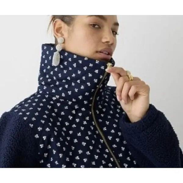 J.Crew Sherpa printed quarter zip fleece sweater small - Image 2
