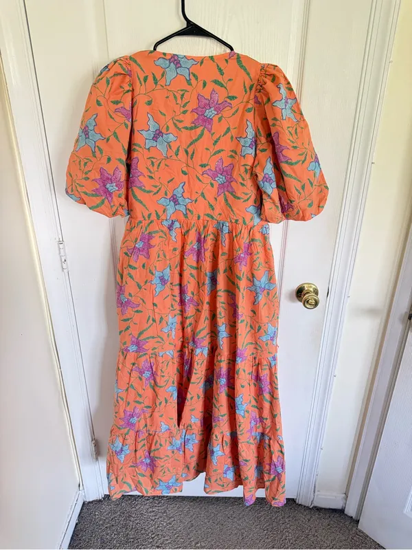 Tuckernuck Hyacinth House NEW Orange Multi Floral Cisco Maxi Dress - Image 7