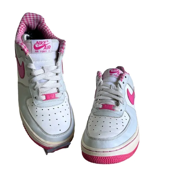 Nike Air Force 1 Lows Pink White Grey Shoe Size 7Y or 8.5 #619 - Image 3