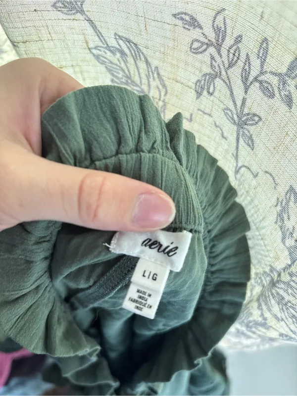 Aerie Tiered Ruffle Eyelet Sage Green Mini Skort - Image 4