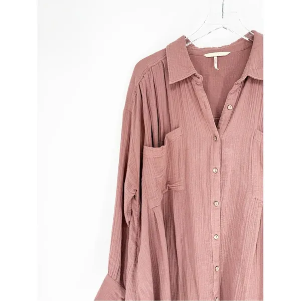 Free People The Voyager Long Sleeve Shirtdress Women's M‎ Boho Chic - Image 4