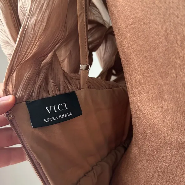 Vici Harvest Nights Plisse Empire Maxi Dress Bronze - Image 8