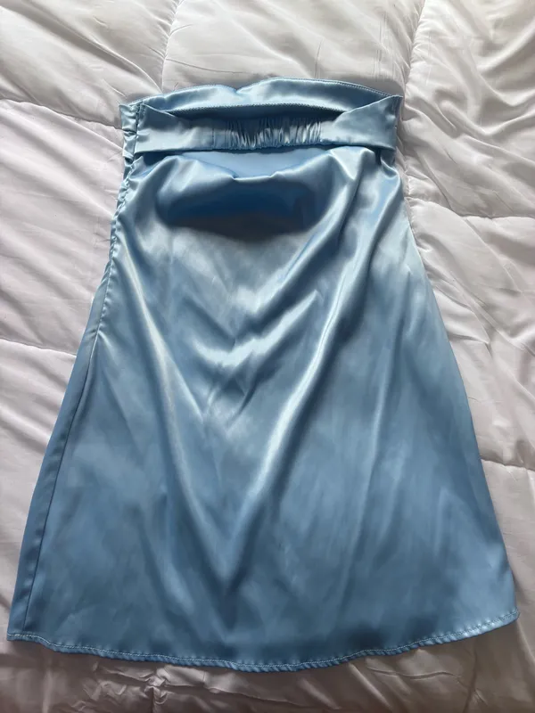 Blue satin mini dress Size XS - Image 3