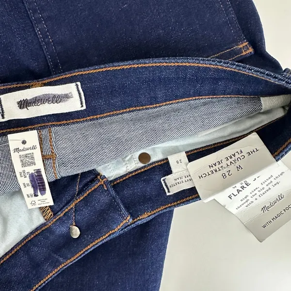 Madewell The Curvy Stretch Flare Jean Rinse Wash Dark Blue High Rise US 28 NWT - Image 15
