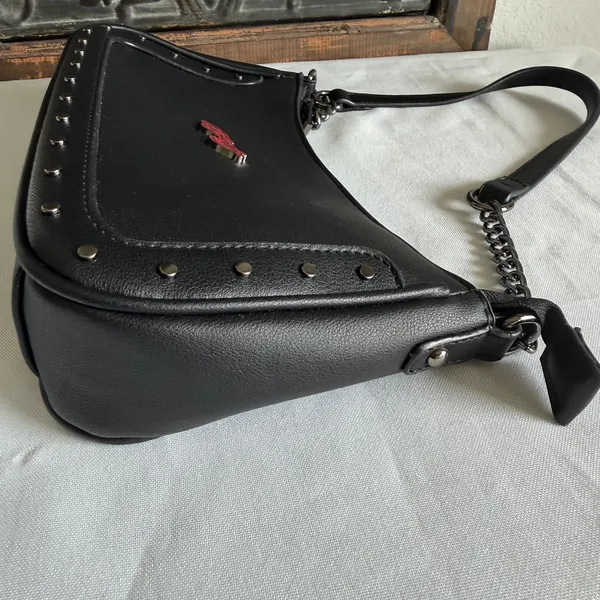 Ed Hardy Studded Black Shoulder Bag W/ Detachable Crossbody Strap Biker Retro - Image 4