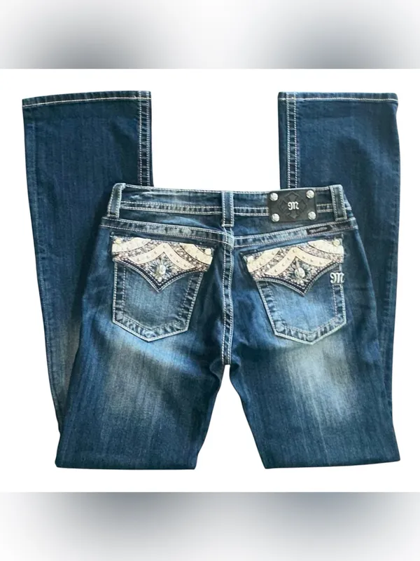 Miss Me Western Rodeo Cowgirl Denim Rhinestone Bootcut Jeans! - Image 2