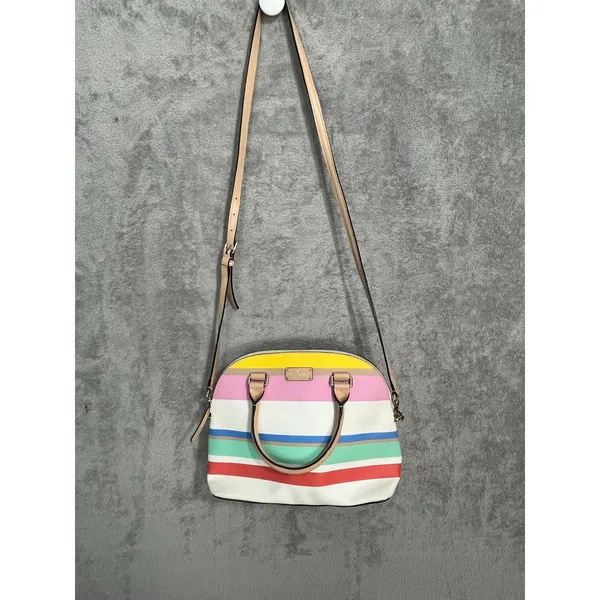 Kate Spade New York Grove Street Striped Carli Crossbody Bag Zip Top Summer - Image 3