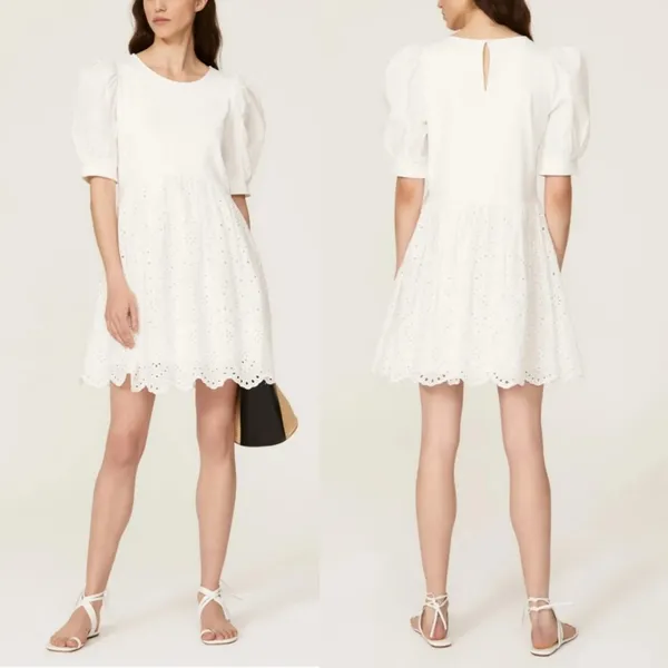 Peter Som Collective Rent the Runway White Combo Eyelet Dress Mini Sz 6 $360 - Image 2