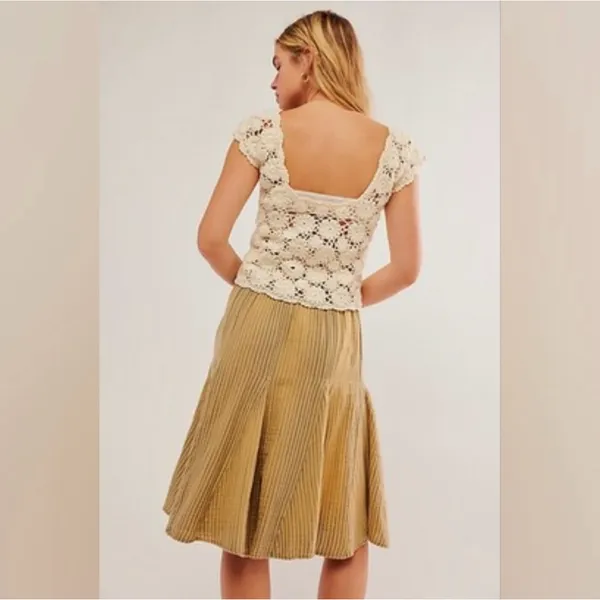 Free People Candace Midi Skirt Iced Coffee Overdye Women’s Tan Size Small - Image 2