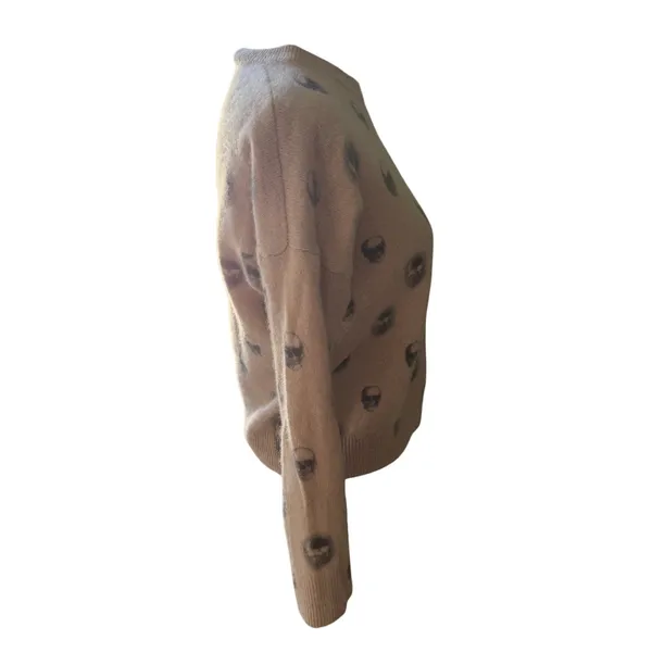 Skull Cashmere 100% Cashmere Skull Print Sweater | Women's Small | Taupe/Blush - Image 9