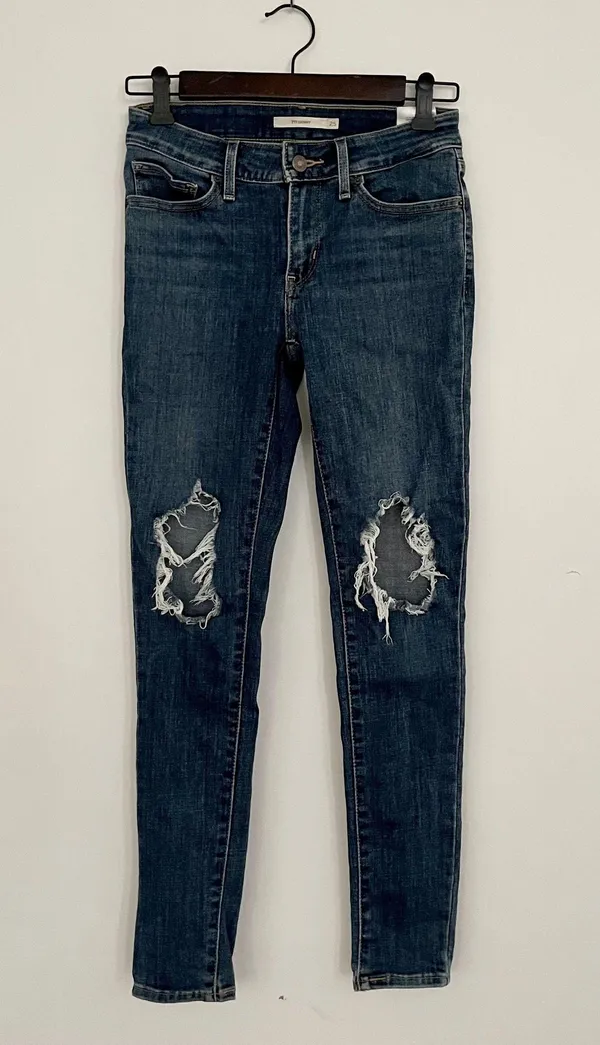 711 knee ripped skinny denim jeans pants - Image 2