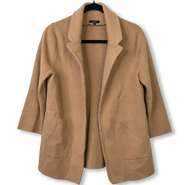 Quince 100% Organic Cotton Camel Soft Relaxed Open Front Knit Blazer Medium - Image 7