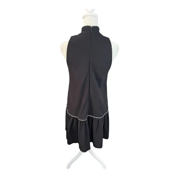 Pearl by Lela Rose Black Drop Waist Mini Dress Mock Neck XS - Image 6