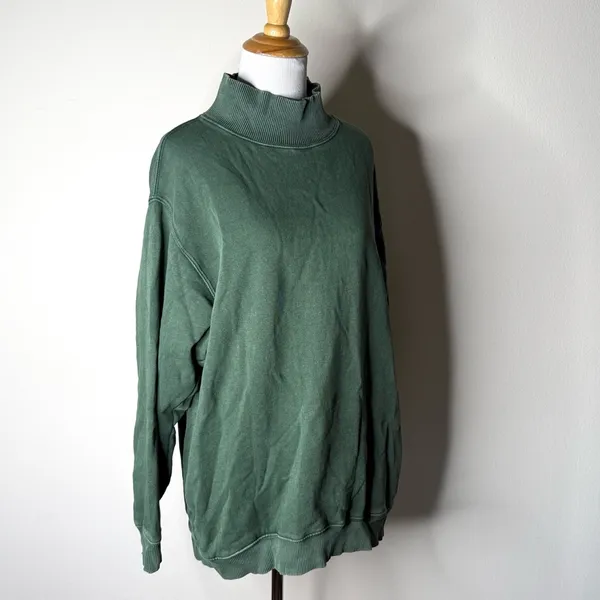 Aerie Green Oversize Mockneck Sweatshirt with Pockets - Image 2