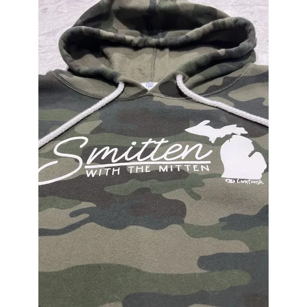 Livnfresh Smitten‎ With The Mitten Michigan Camo Hoodie Sweatshirt Green Small - Image 3