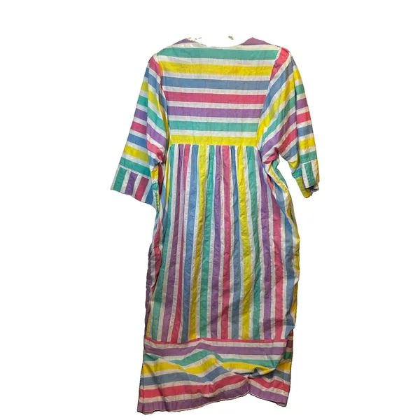 Styled by Saybury Women’s Rainbow Stripe Maxi Dress Pockets Boho Size XL Vintage - Image 9