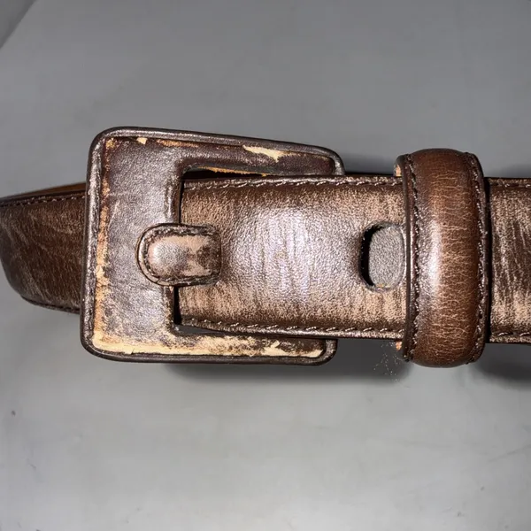 Lauren Ralph Lauren Brown Italian Leather RLR Leather Buckle Belt Womens Medium - Image 6