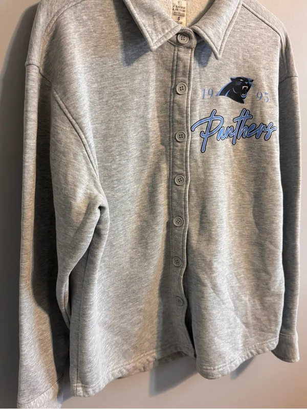Gameday Couture Carolina Panthers Gray Button Front Sweatshirt Women's S - Image 4