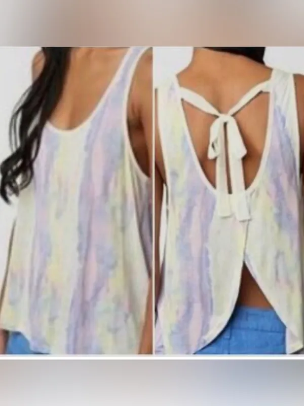 Kimchi Blue Pastel Tie-Dye Racerback Tank - Lavender, Yellow, Pink - Image 2