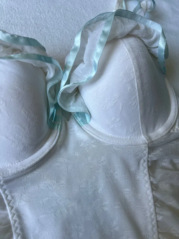 Victorias Secret White Lace Frilly Sheer Babydoll Mini Dress - 34B - Image 3
