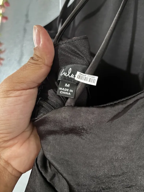 Lulu’s Black Satin Halter Maxi Dress • Size Medium - Image 6