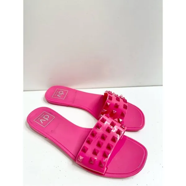 Dolce Vita Jelly Sandals Womens‎ Size 5 Skylar Pink Spiked Slip On Slides - Image 5