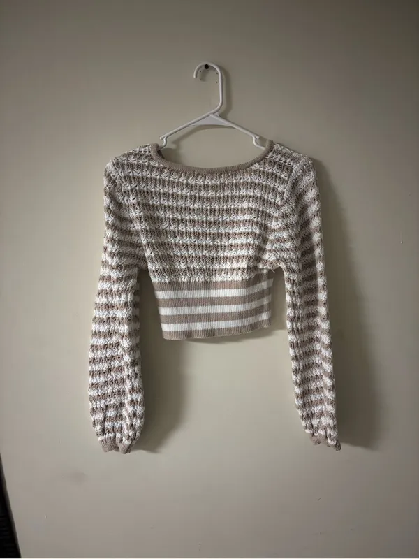 Altar’d State Striped Cropped Knit Sweater Size Small Cottagecore Boho - Image 2