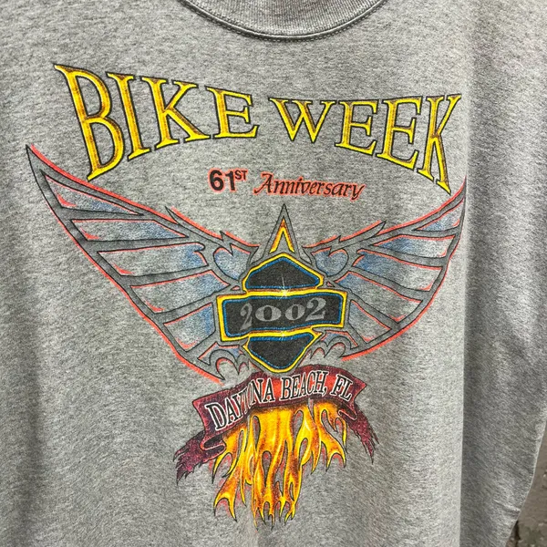 Vintage Y2K 2002 Daytona Beach Eagle Flame Biker Graphic T-Shirt Large L Harley - Image 2