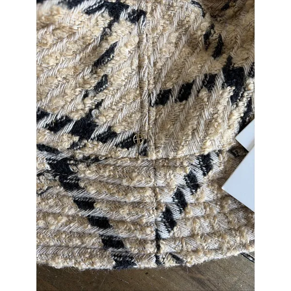 Anine Bing Cleo Bucket Hat Womens Size‎ M/L Tan Black Plaid Tweed Wool Blend - Image 4