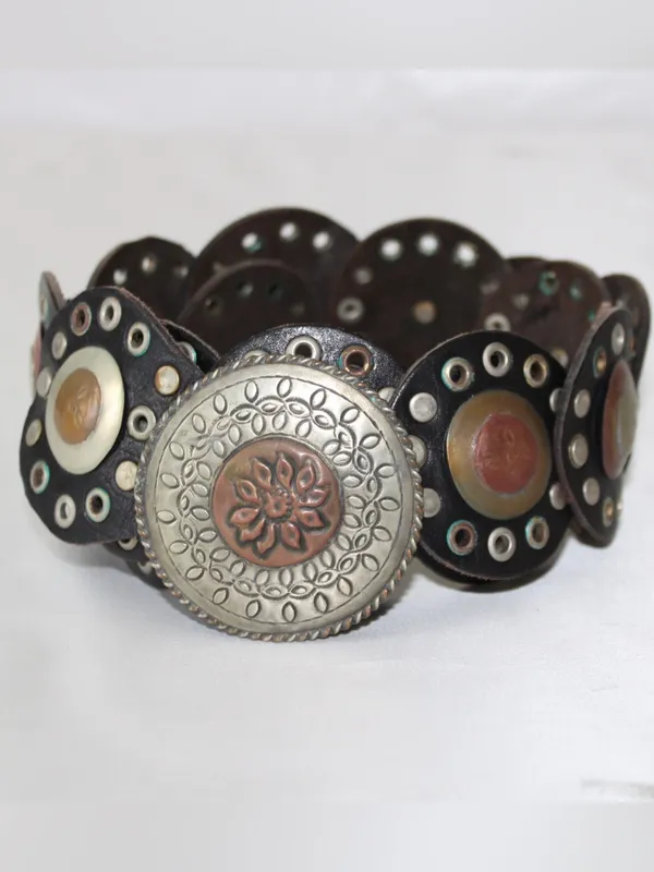 Black & Brown Concho Western Boho Statement Belt - Image 2