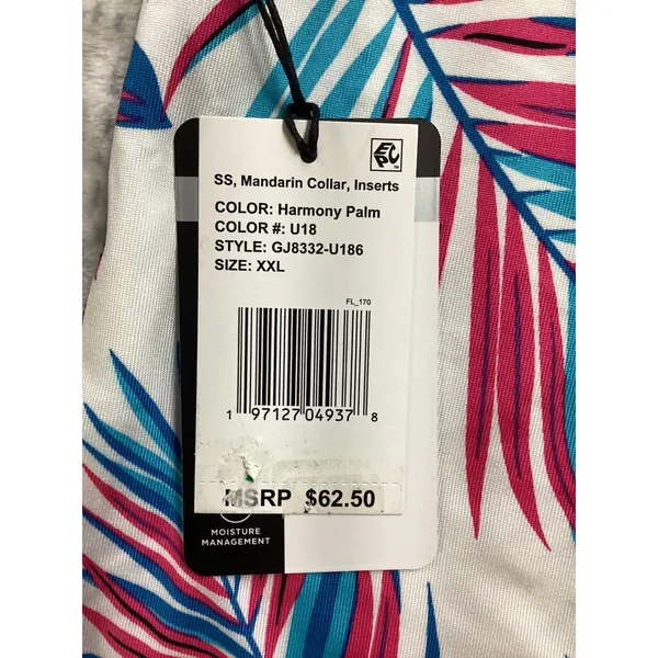 Tail White Label Harmony‎ Palm Golf Polo Shirt XXL Blue Pink UPF 50 GJ8332-U186 - Image 7