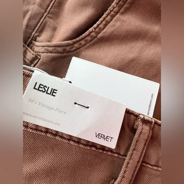Vervet Leslie 90s Vintage Flare raw hem denim pants 28 - Image 4