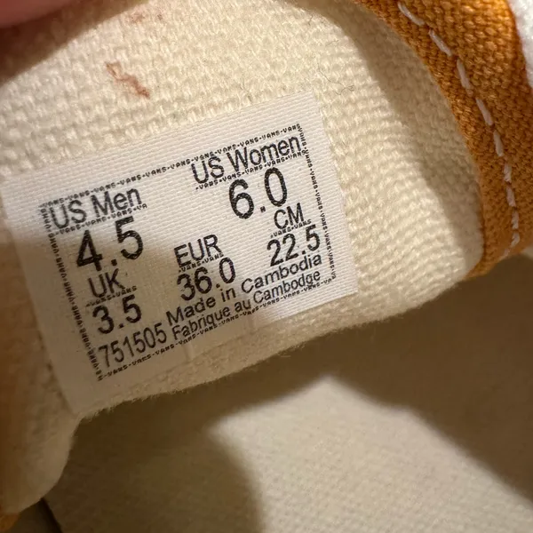 Vans Classic Yellow and White Checkered Sneakers Womens Size 6 - Image 9