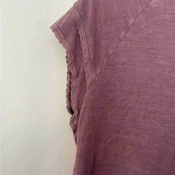 American Eagle Soft & Sexy Lace Trim Short Sleeve Tee Top S Purple - Image 8