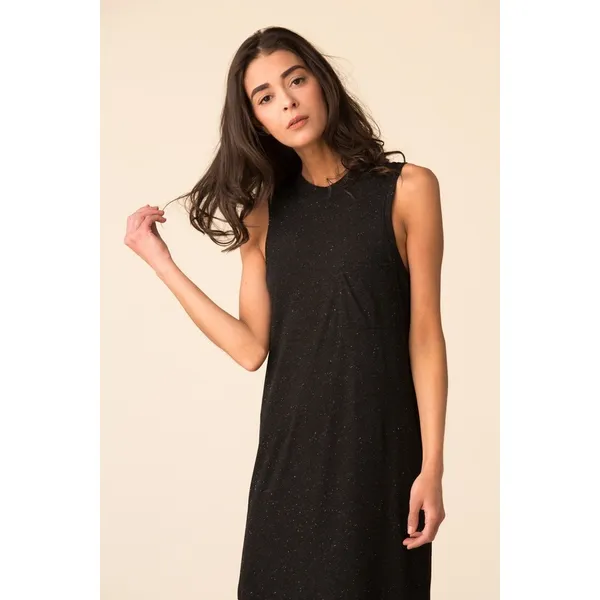 ATM Anthony Thomas Melillo Black Speckled‎ Maxi Pocket Jersey Tank Dress Large - Image 3