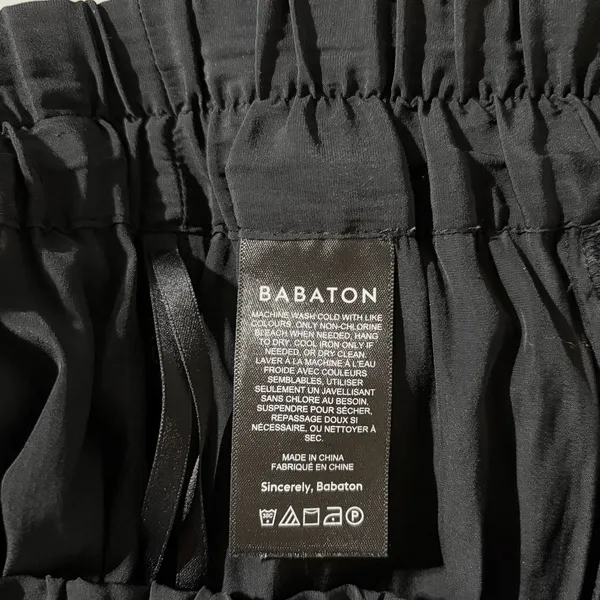 Aritzia Babaton Plisse Crinkled Satin Pull-On Pants Black Size Small - Image 14