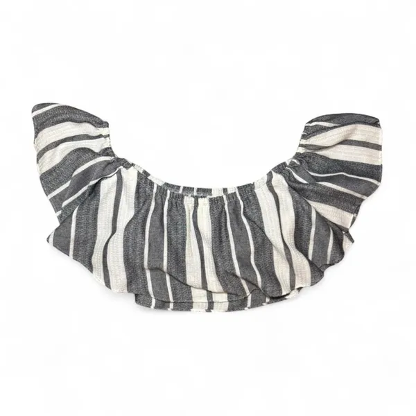 NEW MISA Los Angeles Lunna Grey White Vertical Stripe Crop Tube Top — MEDIUM - Image 4