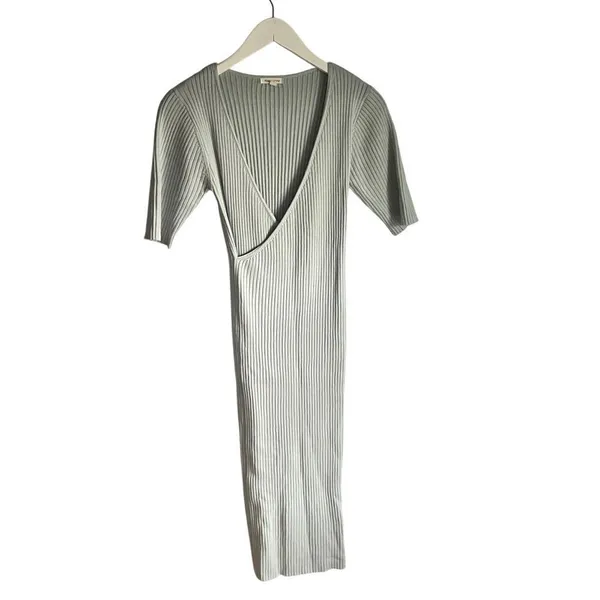 Coquette Baby Blue Knit Short‎ Sleeve Wrap Sweater Dress Bodycon sz Small Office - Image 2
